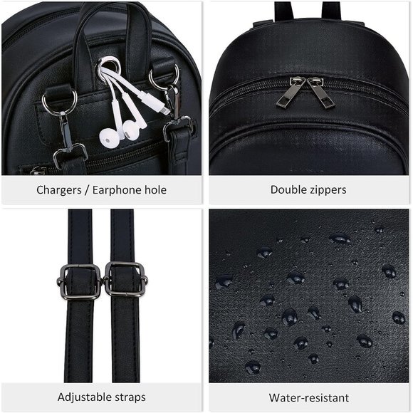 Women Black Leather Cute Bowknot Small Backpack Purse main image 14